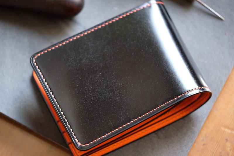 Mildy Hands-SW01-Short clip Japanese cordovan black / orange / wave - Wallets - Genuine Leather Black