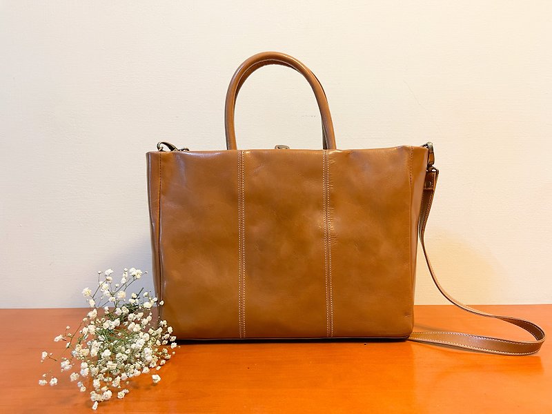 Amo Pack - Caramel Color - Medium - Messenger Bags & Sling Bags - Genuine Leather Khaki