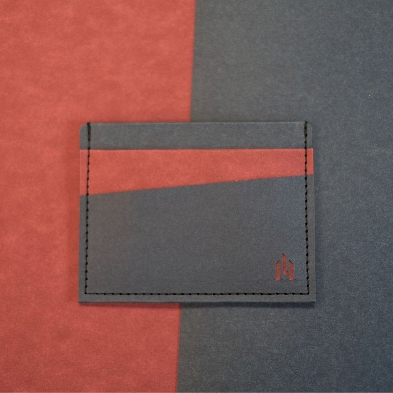 LOGINHEART | RFID anti-theft card holder navy blue and red card shielded protection handmade by craftsmen - กระเป๋าสตางค์ - วัสดุอีโค 