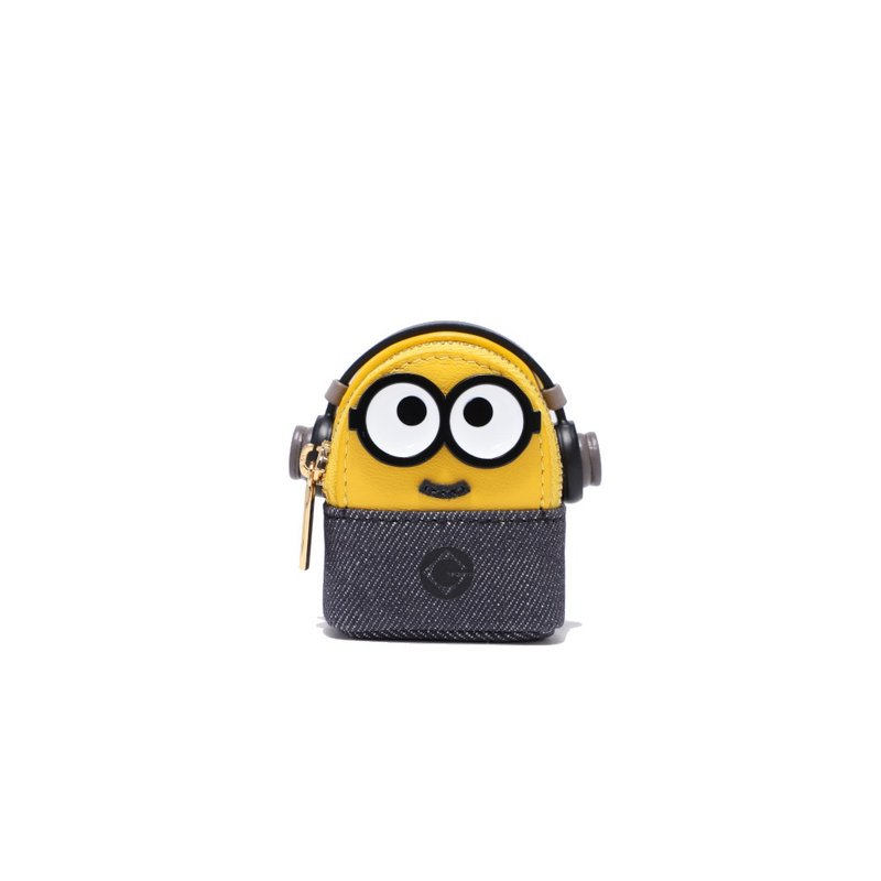 【滿額贈】Minions織物鑲牛皮革迷你側孭袋 禮物 免運 - 側背包/斜背包 - 真皮 黃色