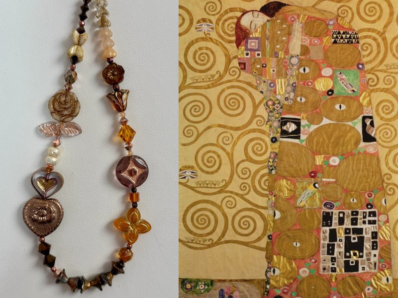 Famous Paintings & Artist Color Collection-Czech Glazed Mobile Phone Lanyard_Klimt’s Tree of Life - เชือก/สายคล้อง - วัสดุอื่นๆ สีทอง