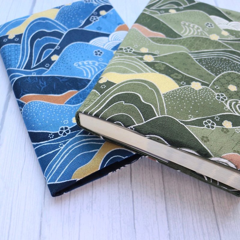 [Mountains and Seas-Green] Book Cloth Book Clothes Adjustable Book Clothes A5 A6 B6 20K 16K - Book Covers - Cotton & Hemp White
