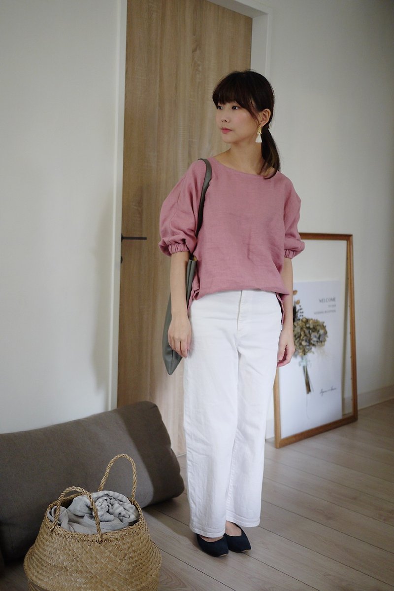 Flaxen wear Dürrman sleeveless smock shirt optional color single production - Women's Tops - Cotton & Hemp Pink