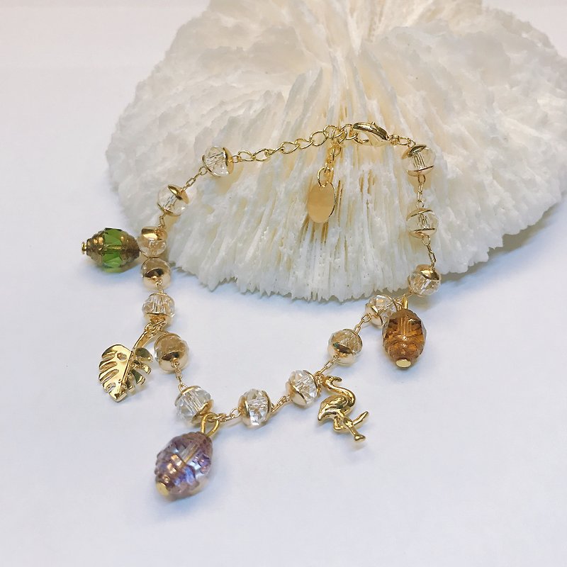 Rain Forest Style Firebird Bracelet | 18k gold plated | Adjustable - สร้อยข้อมือ - โลหะ หลากหลายสี