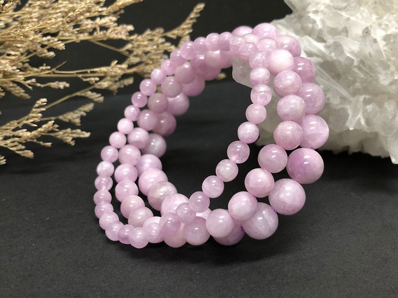 Fast shipping natural purple spodum round bead bracelet - Bracelets - Jade Pink