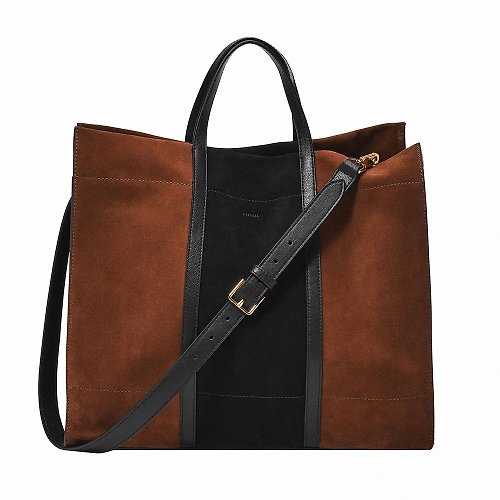Handle brown suede tote bag S - Shop cowft Handbags & Totes - Pinkoi