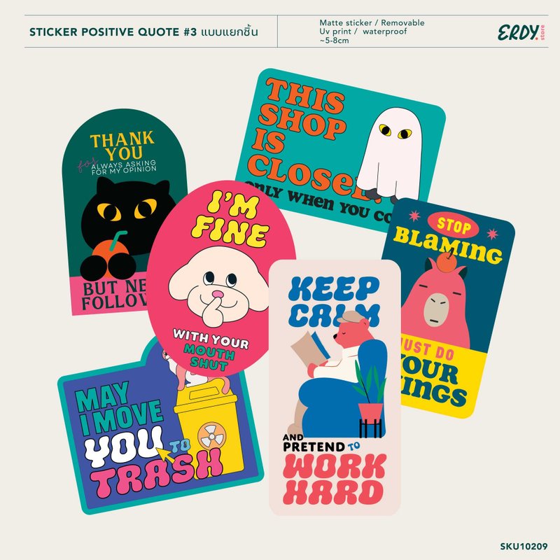 Stickers | POSITIVE QUOTE#3 (SET) Size 5-10 cm - 貼紙 - 紙 