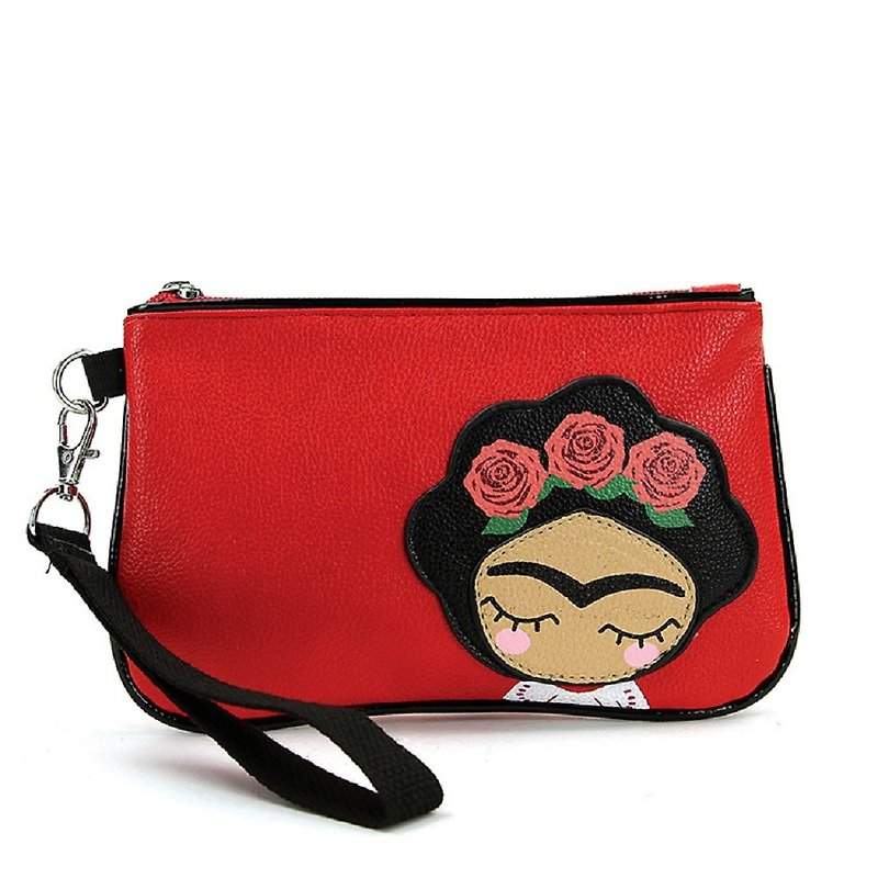 Sleepyville Critters - Frida Wristlet - Toiletry Bags & Pouches - Faux Leather Red