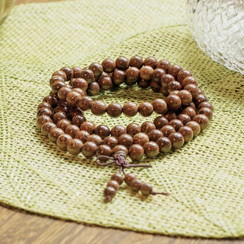 Chicken wing wood 108 rosary beads || relax and purify the magnetic field wood wooden bracelet - Bracelets - Wood Brown