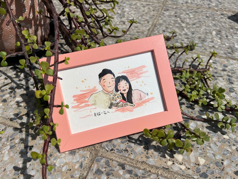 簡單水彩似顏繪 / 3人 / 客製人像畫 - 似顏繪/客製畫 - 紙 多色