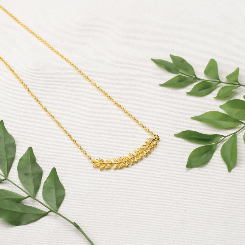 Leaf pendant - 項鍊 - 半寶石 銀色