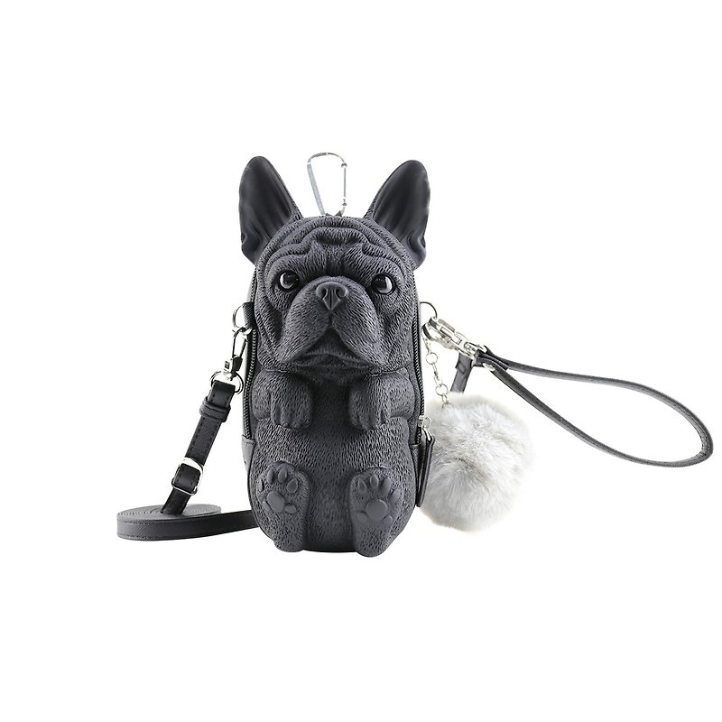 Hong Kong Adamo 3D bag French Bulldog shoulder bag Bulldog women's bag childre - Messenger Bags & Sling Bags - Other Materials Black