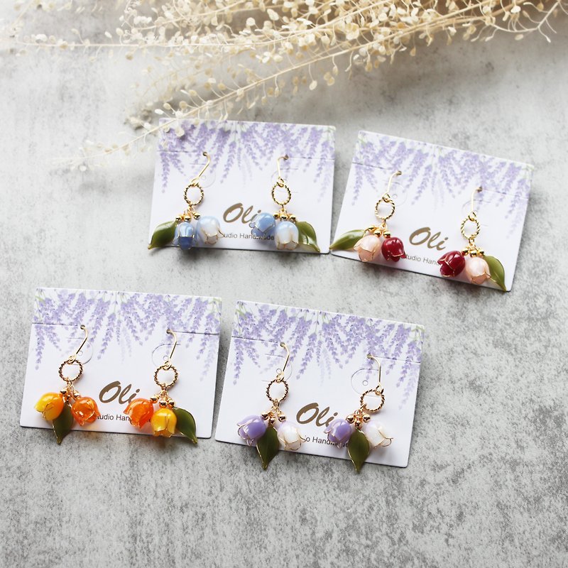 Small Tulip Earrings Cute Romantic Earrings Clip-On - Earrings & Clip-ons - Resin 