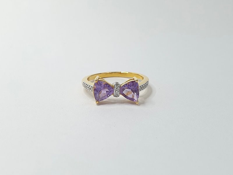 Amethyst 9k gold ring with diamonds - General Rings - Gemstone Purple