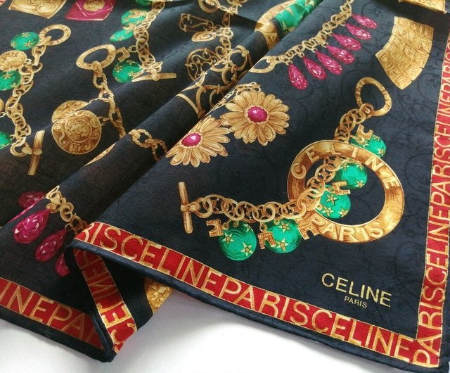 CELINE PARIS むつかしい セリーヌ パリ フランス スカーフ ブラウン フェザー