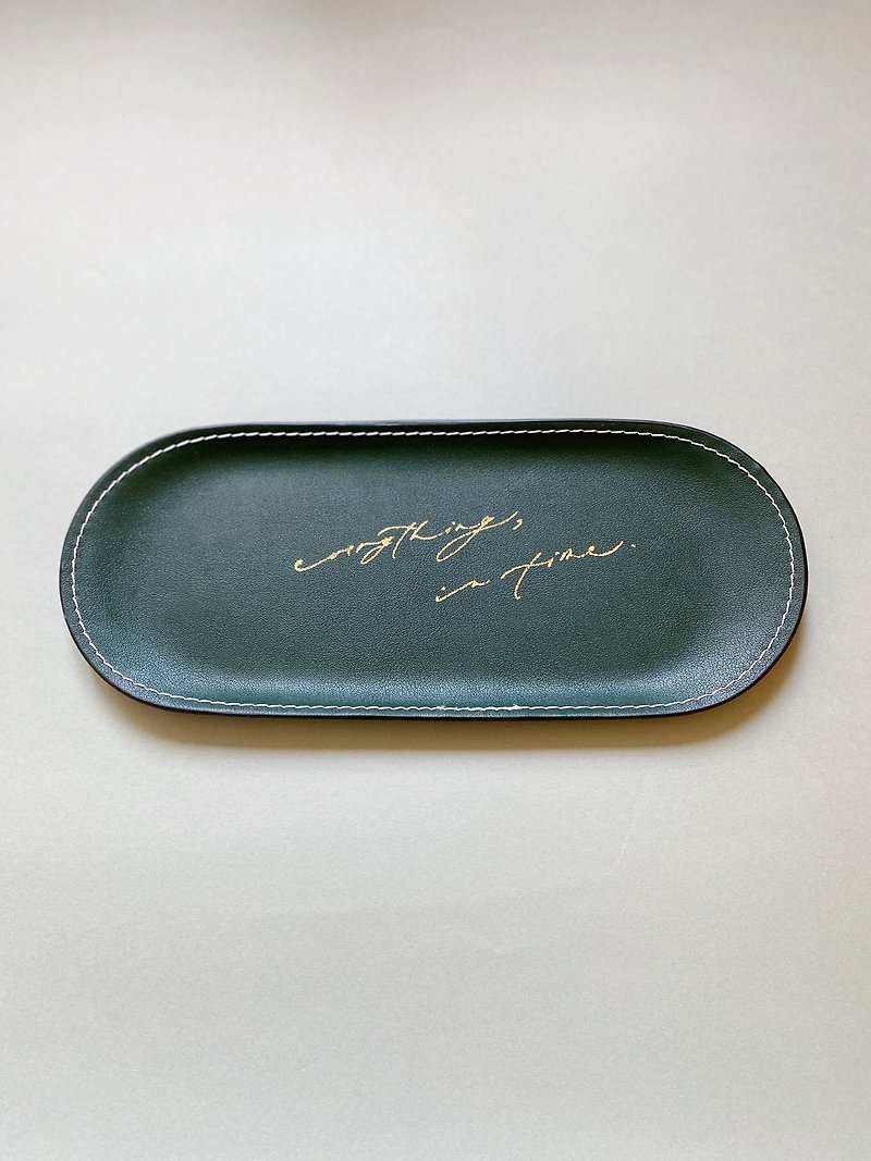 Timeless Leather Tray - Items for Display - Faux Leather Green