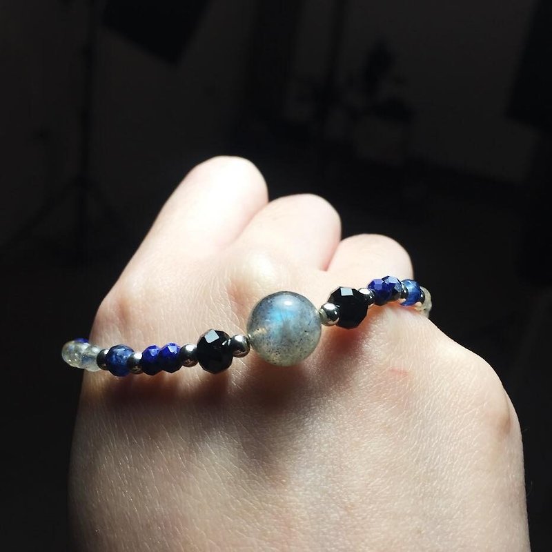 MH sterling silver custom natural stone series _ the vast universe (limit: 1) - Bracelets - Gemstone Blue