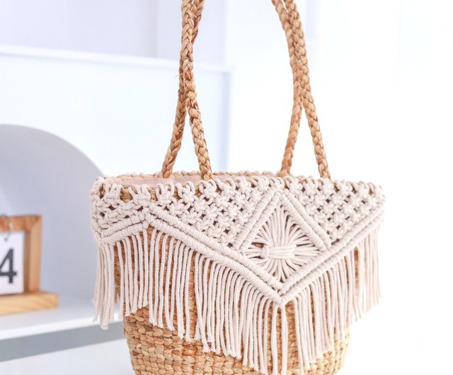 Raffia Bag Straw Bag, Crochet Pattern, Macrame Tote, Wicker Bag