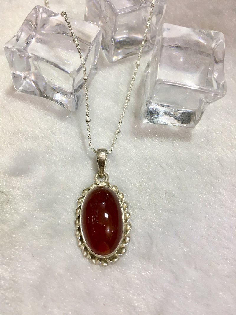 Red Agate Pendant Handmade in Nepal 92.5% Silver - Necklaces - Gemstone 