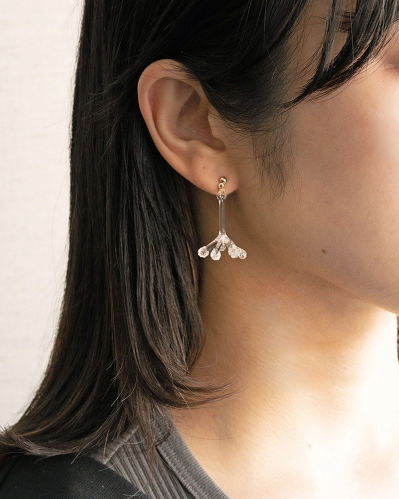 HARIO LWF Earrings【Limited item】- Gypsophila (HAP-KS-P) - Earrings & Clip-ons - Glass Transparent