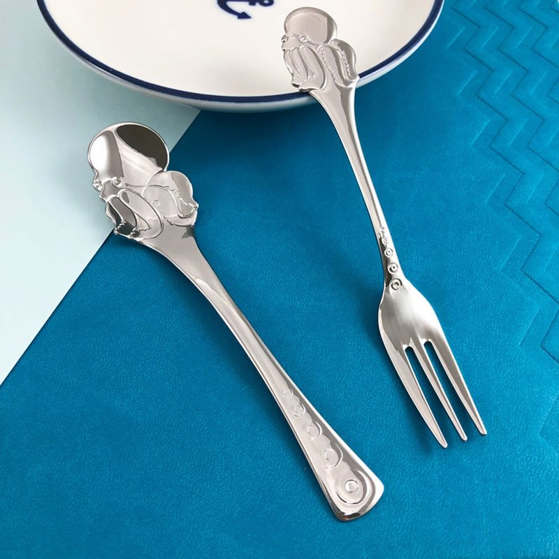 【Made in Japan】SALUS Sea Animal Series-Octopus Fork/Spoon - Cutlery & Flatware - Stainless Steel Silver