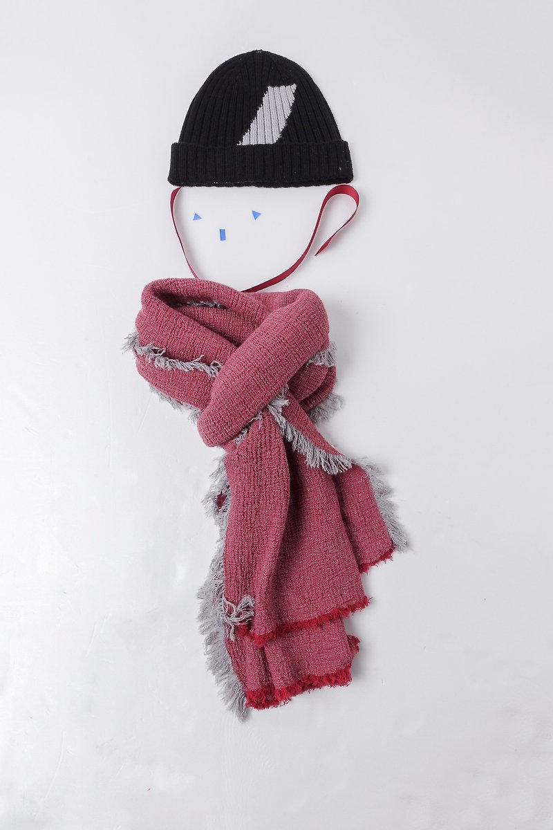 Cold blessing bags. Collagen Peptide Wool Scarf x Designer wool cap - Other - Wool Red