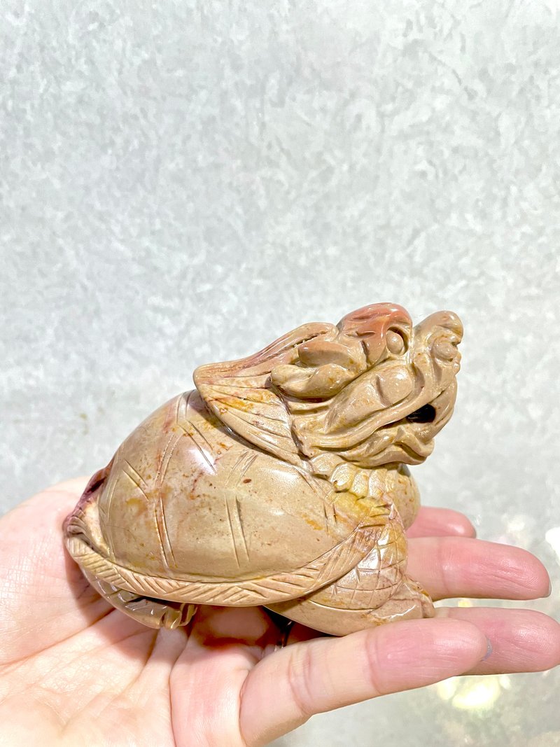 【Alashan Dragon Turtle】Natural Agate for Wealth and Feng Shui - Office Desk Accessory - อื่นๆ - คริสตัล 