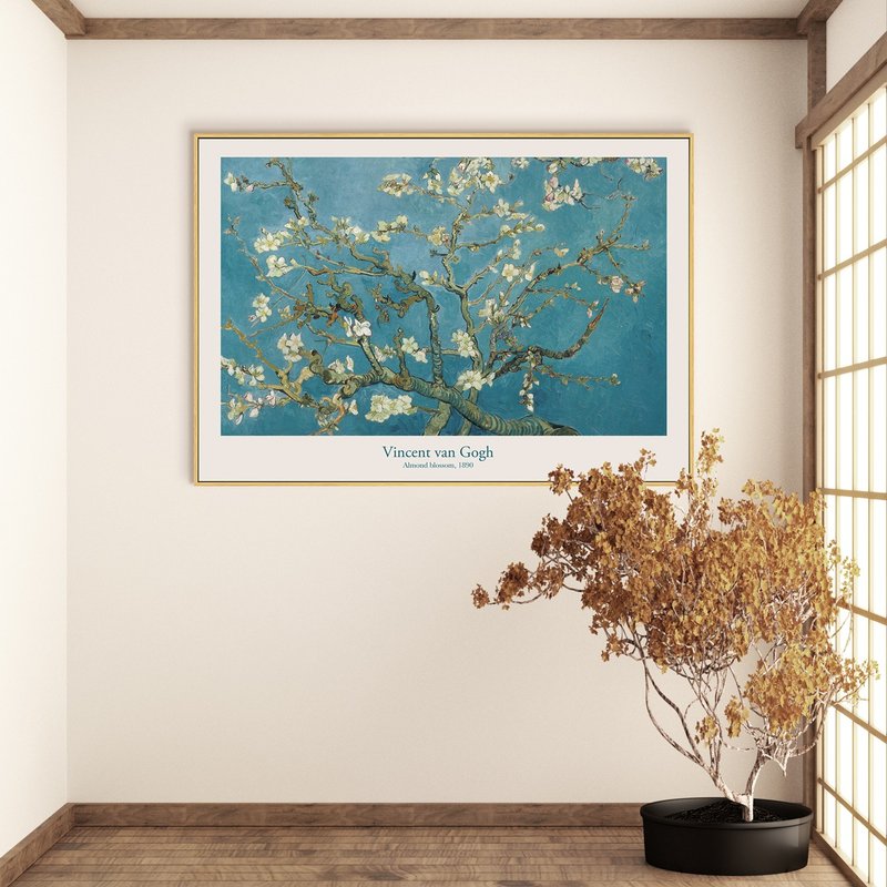 梵谷_杏花 -  梵谷系列掛畫/大師名作系列/花卉插畫/杏花裝飾畫 - 海報/掛畫/掛布 - 其他材質 藍色