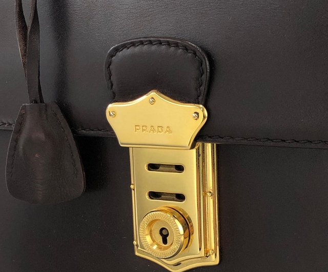 PRADA Vintage Calfskin Leather Messenger Bag 