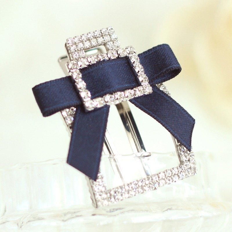 Rhinestones Buckle Square Shape Hair Clip - Hair Accessories - Other Metals Blue