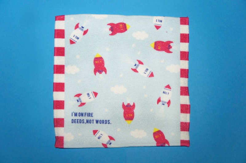 毛巾方巾系列 天空藍小火箭款 - 毛巾/浴巾 - 其他人造纖維 藍色