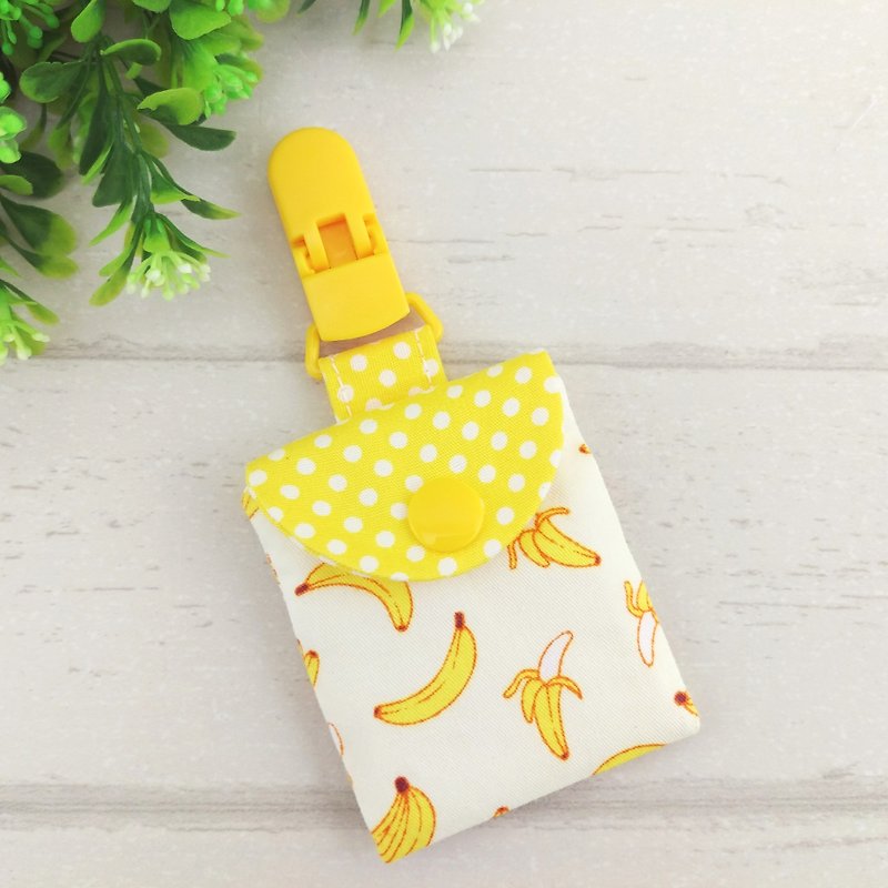 Fruit party - small bananas. Peace symbol bag (can be increased by 40 embroidered name) - Omamori - Cotton & Hemp Yellow
