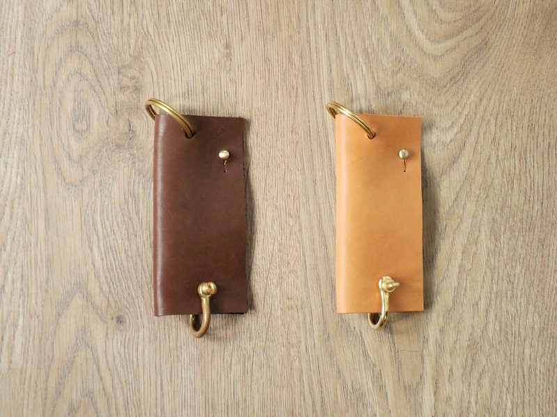 植鞣革 黃銅 鑰匙包 分類放置好幫手 - 鑰匙圈/鑰匙包 - 真皮 橘色