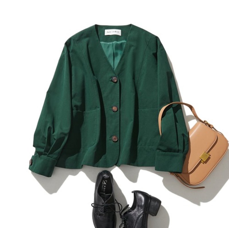 Simple yet beautiful short jacket for adults, dark green, 230910-4 - Women's Casual & Functional Jackets - Other Materials 