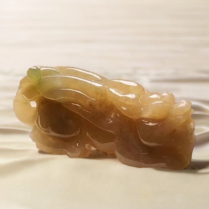 【招財神獸】黃翡飄綠翡翠飛天貔貅 | 天然緬甸玉翡翠A貨 | 送禮 - 擺飾/家飾品 - 玉石 多色