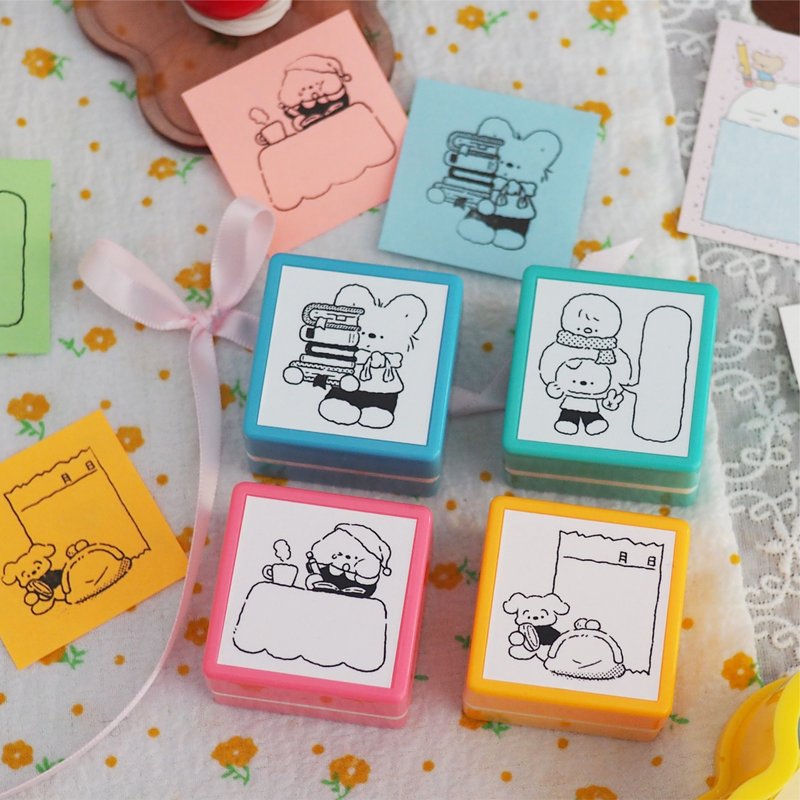 小狗巴士VOL.16 可愛小狗 光敏印章 /手帳拼貼日常實用印章 - 印章/印台 - 塑膠 多色