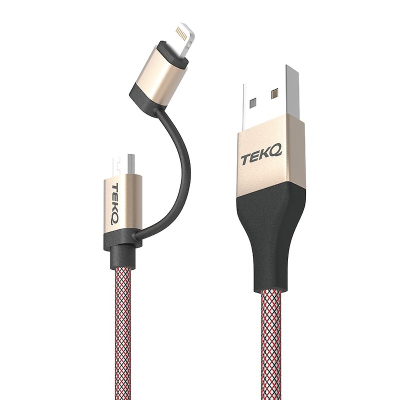 TEKQ Combo iPhone+Micro USB 二合一充電傳輸線(25-120cm) - 行動電源/充電線 - 其他材質 銀色