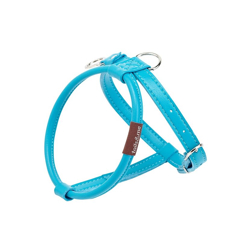 [tail and me] natural concept leather chest strap blue stone blue S - ปลอกคอ - หนังเทียม สีน้ำเงิน
