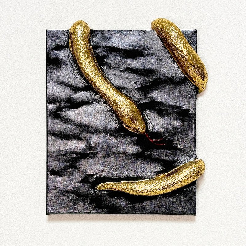 原画 オリジナル 絵画 アクリル画 Golden Snake27.3×22cm - 海報/掛畫/掛布 - 其他材質 金色