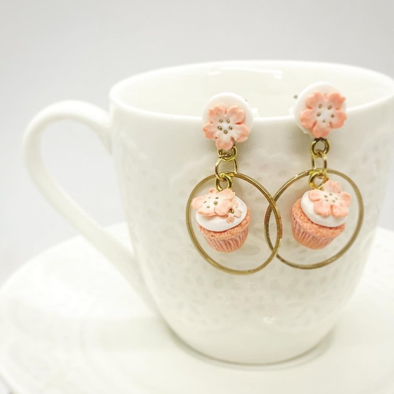 Miniature Lemon Cup Cake Earring - Earrings & Clip-ons - Pottery Pink