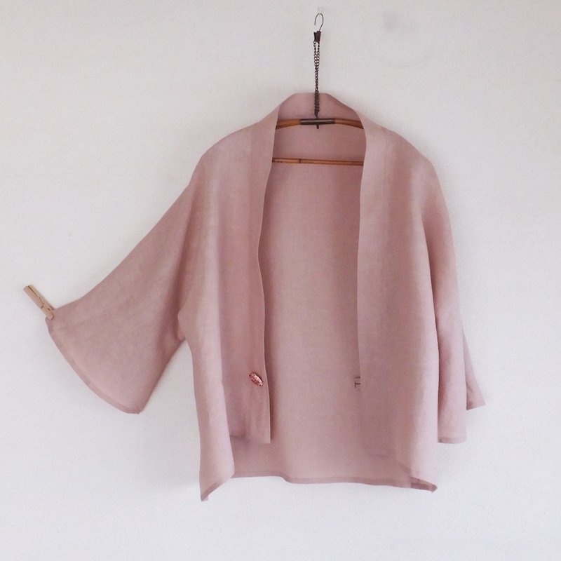 linen jacket　cherryblossom - Women's Tops - Cotton & Hemp Pink
