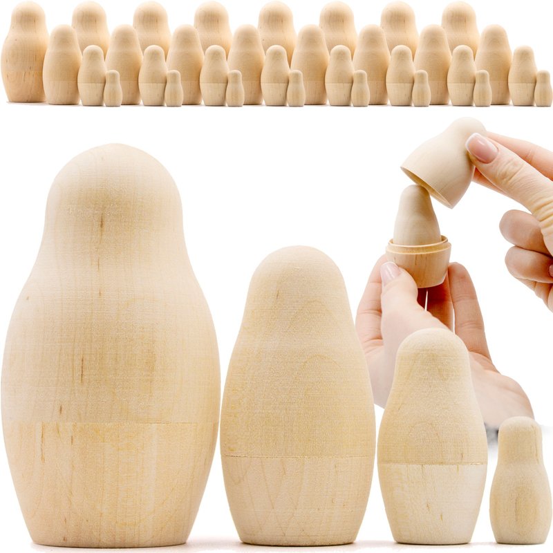 Blank Russian Nesting Dolls Lot of 8 Sets by 4 pcs - Wooden Blank Doll - 木工/竹藝/紙雕 - 木頭 