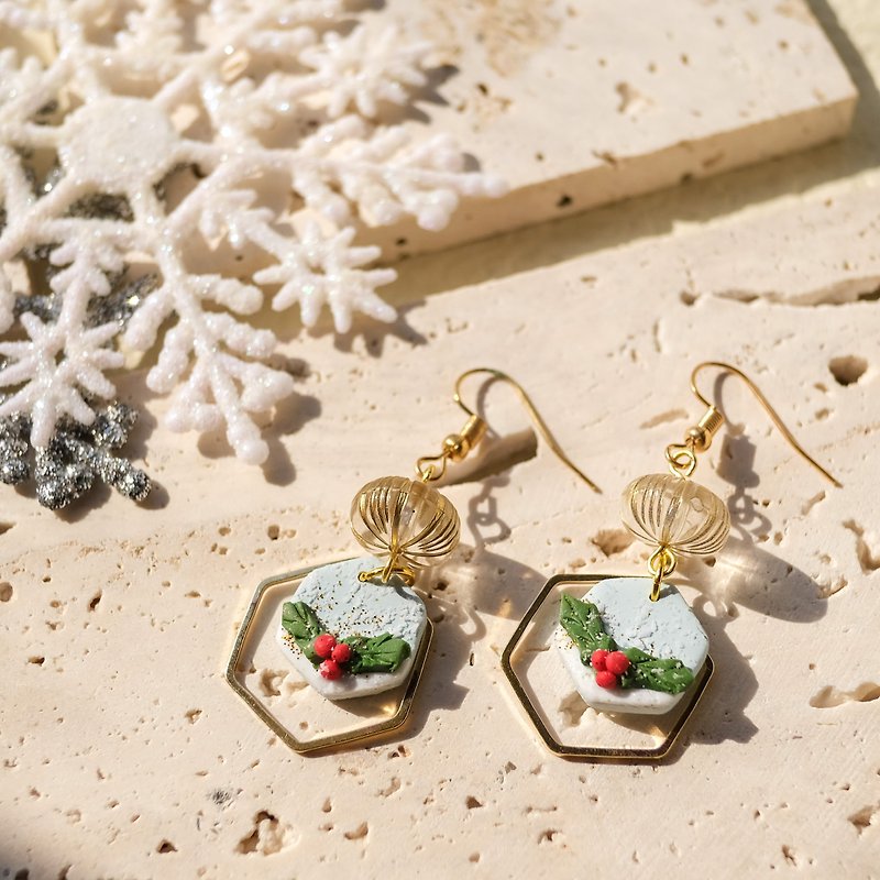 【Floating Snow】Series—Handmade soft pottery earrings/ Clip-On - Earrings & Clip-ons - Pottery Multicolor