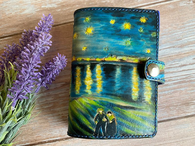 Leather Sculpture/Handbook/Starry Night Trilogy - The Starry Night on the Long River - Notebooks & Journals - Genuine Leather 