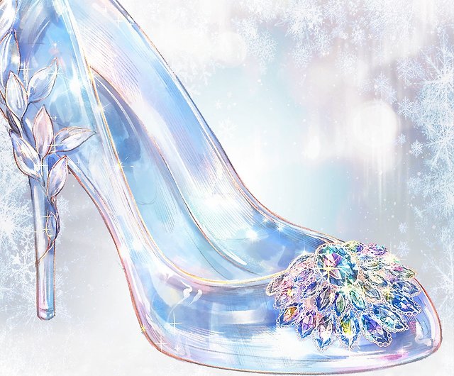 Cinderella Glass Shoe Sticker (6color) - Shop Cream Peach , Orgel melody  Stickers - Pinkoi