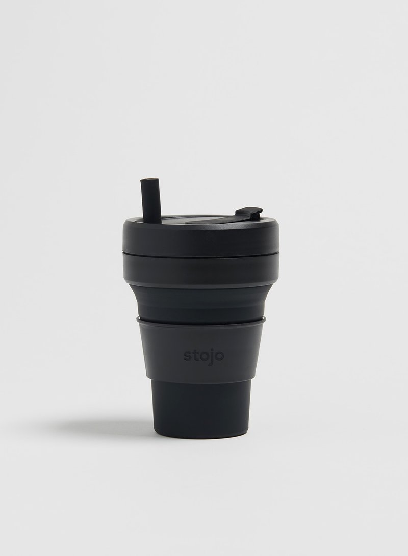 Stojo - 環保高耐熱矽膠摺疊杯16oz - 墨黑色 - 咖啡杯/馬克杯 - 矽膠 黑色