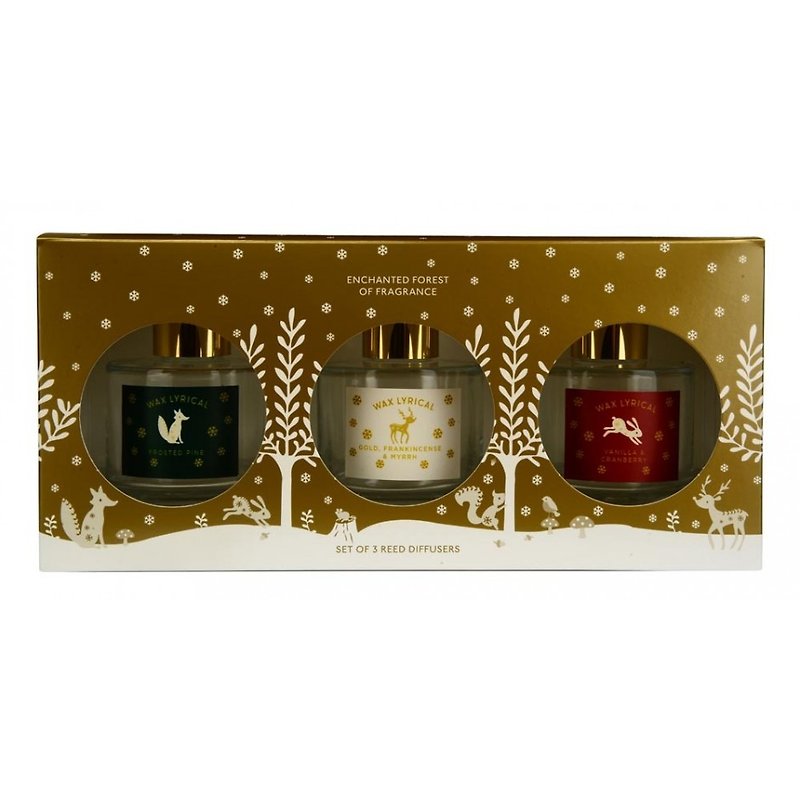 【Wax Lyrical】 British fragrance three into the gift group (vanilla Cranberry. Golden frankincense, frost pine trees) - น้ำหอม - แก้ว 
