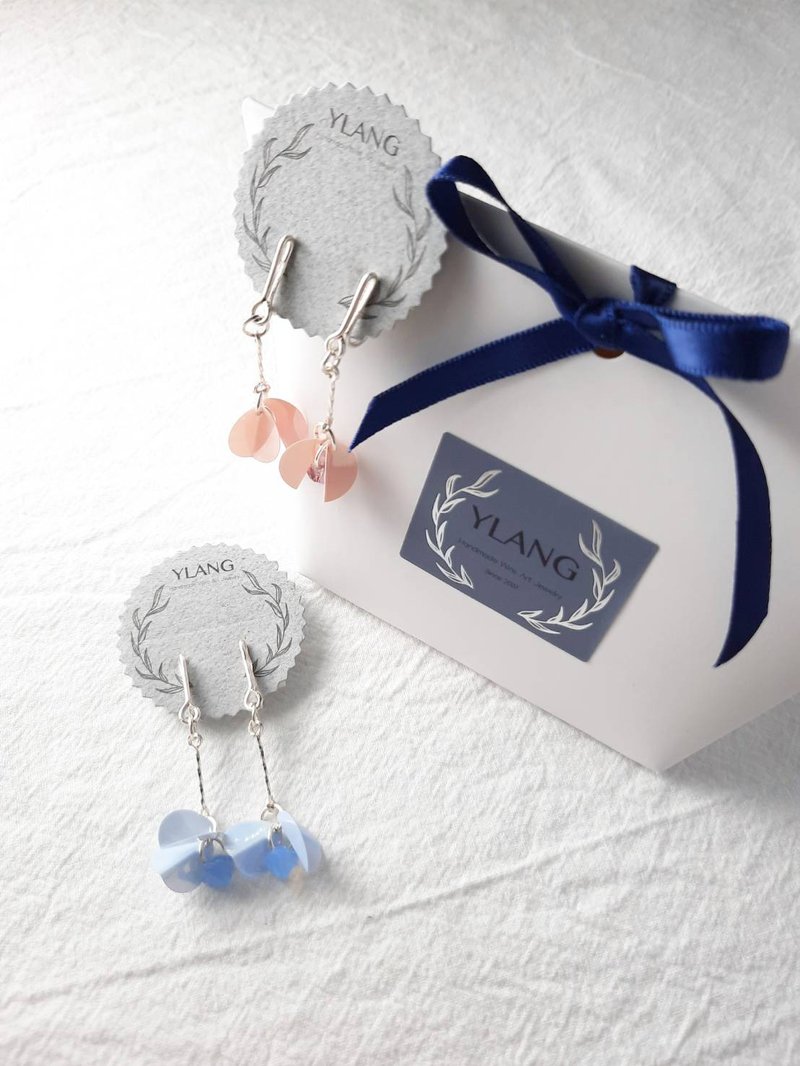 YLANG【含苞】造型耳環Swarovski/藝術銅線(無痛仿針耳夾/耳勾) - 耳環/耳夾/耳骨夾 - 其他金屬 