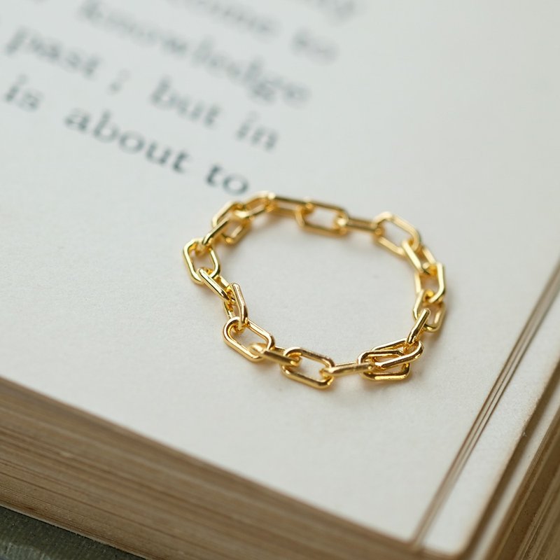 Coarse chain chain ring simple tail ring girl gift 14K gold infusion gold wash does not fade - General Rings - Semi-Precious Stones Yellow