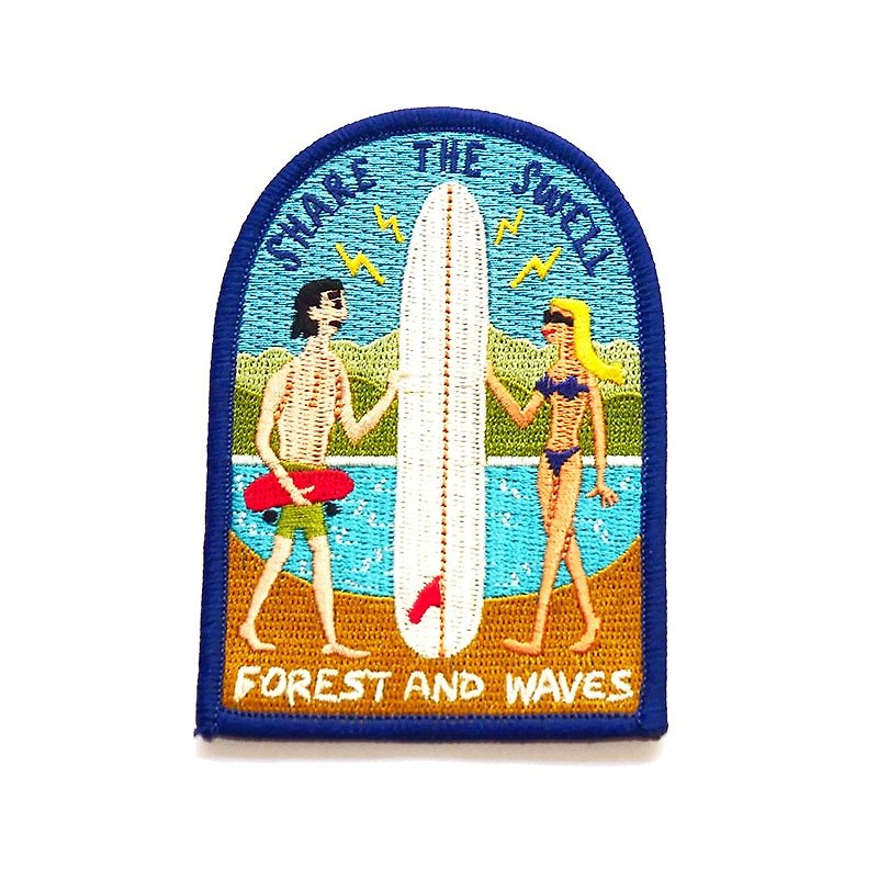Forest & Waves Embroidery / surfing together - Other - Thread 